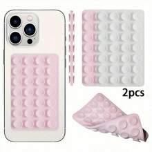 Suporte de silicone para celular com ventosa, 28 ventosas independentes sem adesivo, suporte reutilizável de dupla face, adequado para maquiagem, exercícios, chuveiro, carro e cozinha, compatível com iPhone, Android, presente de aniversário, família, suporte para celular para amigos, acessórios para celular