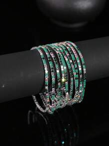 10 pièces/set Bracelet élastique à billes de cristal colorées sur un seul rang, design unique et élégant