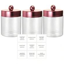 2/3/6pcs Qtip Holder Dispenser - 8 Oz Plastic Apothecary Jar Containers For Vanity Makeup Countertop Organizer Storage -Bathroom Canister Accessories Set For Cleaning Swab, Ball, Pads, Floss,For Holiday Beach, Bathroom Collection, Bedroom Collection, Large Capacity