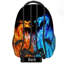 Backpack For Boys And Girls, Double-Sided Pattern Backpack, Large Storage Gamepad/Football/Colour Pattern Bag Sports Backpack For School Students - Color-water and Fire Dragon - View 5