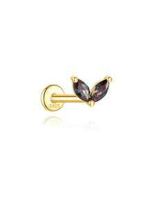 1 chiếc khuyên tai đá mắt ngựa cầu vồng 925 bằng bạc Sterling dành cho nữ khuyên tai phẳng trang sức tối giản quà tặng sụn xoắn cho tiệc cưới của cô ấy trang sức cao cấp - Vàng - Xem 14