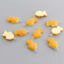 6/12PCS Cute Fish Shaped Resin Charms – Kawaii Snack Style Pendants For DIY Earrings & Bracelets
