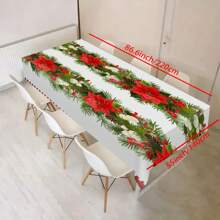 1 Stück Polyester-Tischdecke, Weihnachtsthema Tischdecke mit rotem Karomuster, dekoriert mit Tannenzweigen, goldenen Kugeln, Orangenscheiben und Lebkuchen, perfekt zum Dekorieren von Esstischen, um eine warme und festliche Atmosphäre für Familienfeiern und Feiertagsveranstaltungen zu schaffen. Geeignet für Gartenpartys, Picknicks, Abendessen, ideal für Heim- und Restaurantdekor.