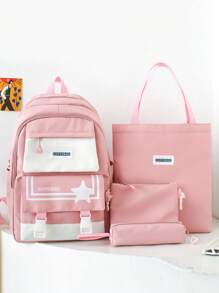 A Backpack Allows You To Carry Your Daily Necessities With You. Different Styles And Characteristics Can Be Displayed On Different Occasions. This Is A Four-Piece Backpack With A Complex Design. This Shoulder Can Be Carried, Shoulder, One Shoulder, Multi-Pocket Multi-Functional, With A Pen Bag, Tutoring Bag, And Cross-Body Strap