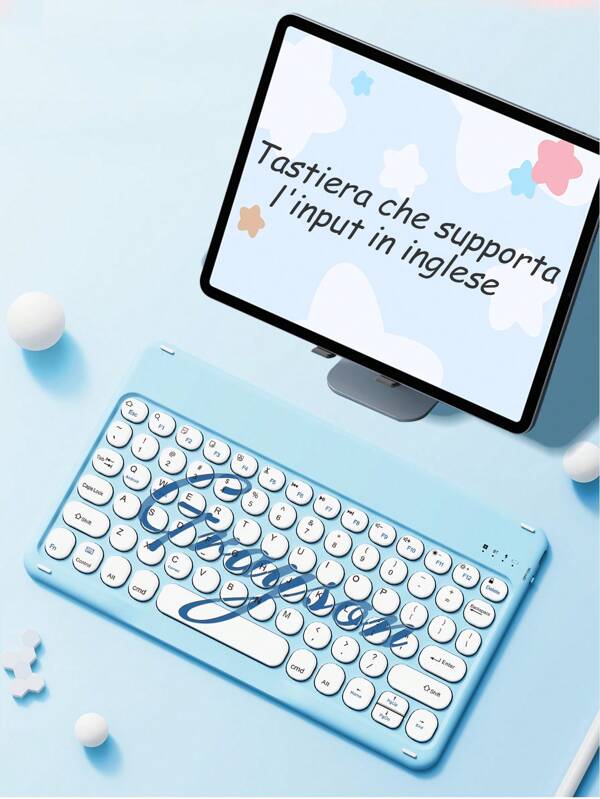 Clavier de tablette personnalisé, personnalisation du nom, clavier sans fil multilingue élégant, langue de saisie au clavier au choix (anglais/arabe/français/allemand/thaï/italien/espagnol), clavier de tablette à texte personnalisé, conception silencieuse incurvée, compatible avec les smartphones de 10 pouces, les ordinateurs portables et l'iPad, autres tablettes, compatible avec 3 systèmes d'exploitation, convient comme cadeau d'anniversaire pour les filles, les couples, la famille, les amis