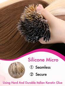 12-24inch Human Hair Extension Pre-Bonded Micro Nano Rings Beads Loop Nano Hair Extensions Cold Fusion Nano Ring Extensions Nano Tip Extensions 50 Strands Human Hair Extensions For Women - Seamless, Invisible & Natural Look Suitable For All People - S18/613 - View 5