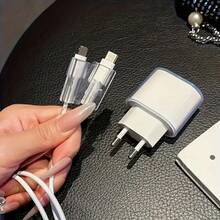 3个装 20W 欧规插头快充保护壳，兼容 13/14/15/16，TPU 材质，圆形充电口数据线盖，不含电池和电子元件 - 無色 - 查看 2