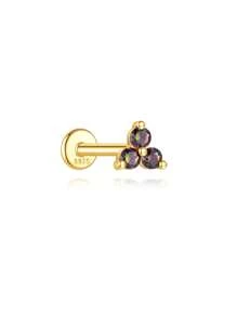 1Pc Dainty Rainbow Stone 925 Sterling Silver Earring For Women Flat Back Earring Minimalist Jewelry Helix Cartilage Gift For Her Wedding Party Fine Jewelry