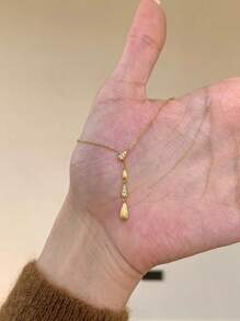 1pc Sparkling Tasseled Water Drop Pendant Necklace, Fashionable Luxury Elegant Textured Choker Necklace, Suitable For Daily Wear, Gatherings And Parties