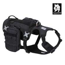 Whinhyepet Adjustable Military Dog Harness, Black XL - Durable No-Pull Vest For Large Dogs, Ideal For Training And Outdoor Adventures