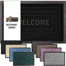 GORILLA GRIP 100% Impermeable Alfombra de Entrada WeatherMax para Todas las Estaciones, Diseñada en EE. UU., Caucho Natural, Resistente a Manchas y Desvanecimiento, Alfombras de Entrada de Bajo Perfil para Interior y Exterior, Fácil de Limpiar, 17x29 Diamante Gris - Bienvenida negra - Ver 11