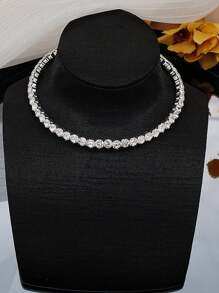 1 Peça Colar Gargantilha Elegante de Mulher com Strass