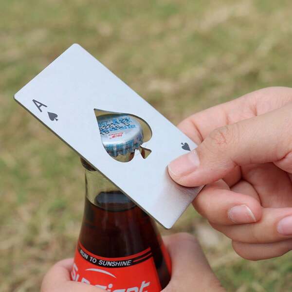 Abridor de Garrafas de Carta de Poker, Abridor de Metal, Abridor de Garrafas Ás de Espadas para Padrinhos, Abridor de Garrafas de Cerveja em Aço Inoxidável para sua Carteira e Bolso, Decoração de Quarto, Acessório