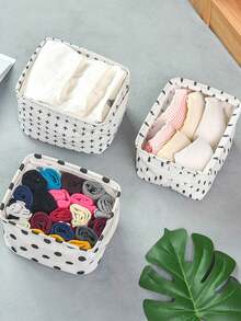 1 件迷你可折叠织物收纳篮，简约可爱的办公桌整理盒，棉麻小储物容器