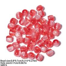 8mm 50pcs Jelly Cylinder-Shaped Resin Beads Bracelet Loose Spacer Beads For DIY Charm Jewelry Making Accessories