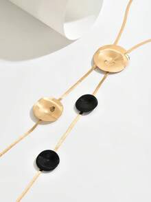 1 buah Kalung Wanita Bentuk Y, Kalung Rantai Ular Pipih Asimetris Bentuk Cakram & Hati Kreatif Bergaya Vintage dengan Liontin Panjang, Cocok untuk Pemakaian Sehari-hari, Hadiah, dan Aksesori Pesta - Pencocokan warna - View 4