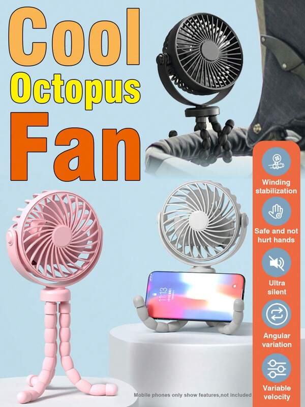 1pc New Handheld Fan Multifunctional Outdoor Portable USB Rechargeable Mini Fan Three-Speed Wind Silent Multi-Angle Suitable For Strollers Electric Cars Bicycles Dormitories Desktop Stalls