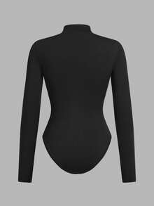 2 Stücke Frauen Rollkragen Langarm Bodysuit, vielseitiger Lässig Bodysuit für Herbst/Winter, Schwarz/Braun Langarm Bodysuit