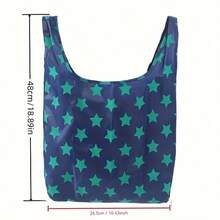 3pcs Reusable Polyester Shopping Bags - Durable, Foldable & Lightweight Rectangle Tote For Travel & Daily Use - Machine Washable, Supermarket Handbags With Vibrant Star Patterns, Grocery Bag - Multicolor - View 9