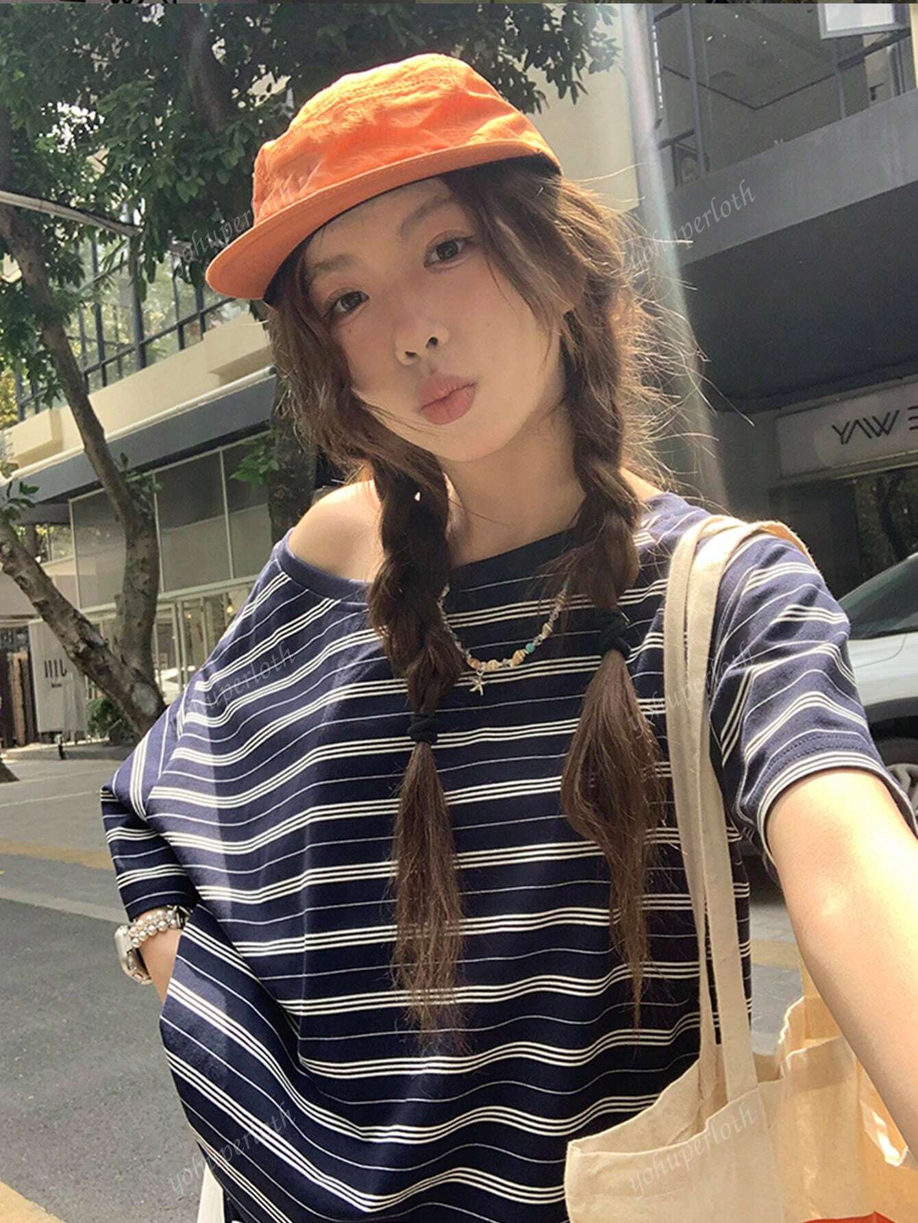 F14 STYLE Retro Stripe Asymmetric Tee image