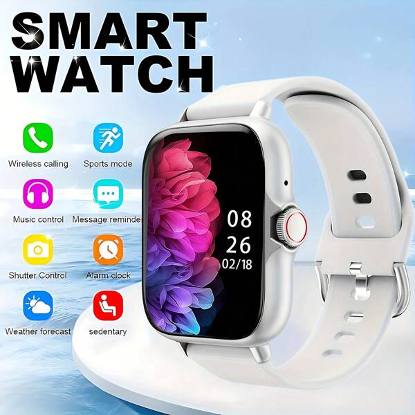Hot Unisex Smart Watch, Call Answering, Message Reminder, Music Control, Remote Photography, Step Counter, Calorie Track, Multi-Sport Modes, Alarm Clock, Phone Call & Message Notification, 190mAh, 1.83-Inch Full Screen Touch, Compatible With Android And IOS