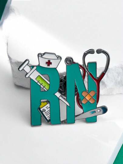 1pc Creative RN Nursing Pin Enamel Brooch Medical Lanyard Coat Bag Lapel Badge Accessories Jewelry For Nurses Graduation Gift