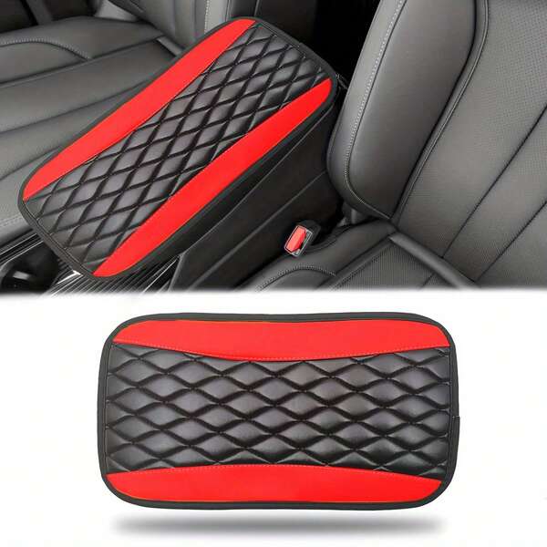 4pcs/Set Carbon Fiber PU Leather Car Accessories Set, Includes Stretchable Embossed Steering Wheel Cover, Shoulder Pads, Armrest Pads