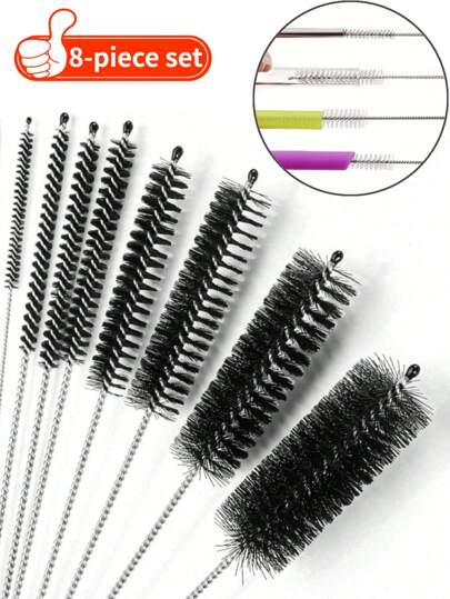 [Juego de cepillos de limpieza] 1/8 piezas Cepillo de limpieza multiuso, Juego de cepillos de limpieza multiuso, Cepillo para tubos, Cepillo para tazas, Cepillo para tubos finos, Cepillo para tubos largos, Cepillo desbloqueador de tuberías, Cepillo desbloqueador de tuberías de drenaje, Cepillo pequeño para pajitas