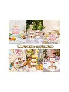 8PCS Cake Stand Set, Plastic Cupcake Stands With Gold Rim, Dessert Display Stands Set For Wedding Birthday Party Baby ShowerTea Party - 1 - 查看 5