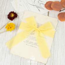 3 件/套 5 米黄色雪纺装饰蝴蝶结涤纶丝带，适用于婚礼请柬、派对卡片、家居装饰