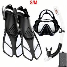 JoyMaySun 面罩脚蹼呼吸管套装、成人浮潜装备、全景防雾呼吸管面罩、可调节潜水脚蹼、干式呼吸管和旅行包、游泳浮潜潜水装备、沙滩必需品、沙滩配件、泳池浮板