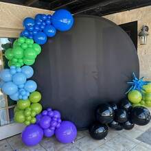 Set de 35/55 de baloane negre, verzi, violet și albastre, de 25 cm, cu panglică de 10 m pentru baloane. Absolvire, petrecere de ziua de naștere, nuntă, logodnă, petrecere burlăciță, petrecere cu baloane, fundal foto, eveniment în aer liber, recuzită foto, decor de petrecere pentru băieți cu tematică de monștri. - Multicolor - Vizualizare 6