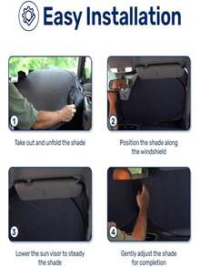 1pc Black Funny Car Sunshade, Foldable UV Protection Sunshade, Suitable For SUV, Sedan, Truck Windshield, Car Sun Visor With Storage Bag, Foldable Sunshade Blocks UV Rays And Heat For Small Cars, Mini SUVs, Etc. - Multicolor - View 8