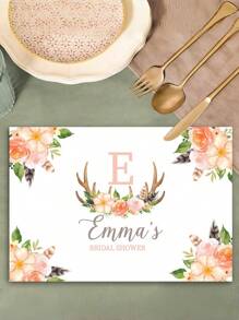 2/4/8 Stück personalisierte, individuell angefertigte Namens-Tischsets für Esszimmertische, hochwertige luxuriöse Gemälde im Restaurantstil mit Blumendesigns, strapazierfähige hochwertige Tischdecke im Restaurantstil, eines der unverzichtbaren Geschenke für Familienmitglieder.