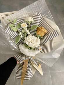 20 Stücke/Packung Transparentes mattiertes Geschenkpapier mit englischem Blumenmuster, Bouquet Geschenkverpackungspapier, Material für Blumenarrangements