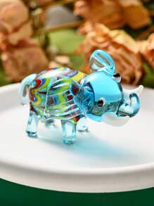 1 peça mini estatueta realista de elefante ou cachorro de vidro colorido, decoração para casa, entretenimento, peça central para mesa de jantar, decoração de conto de fadas para casa e jardim, decoração de mesa de festa, acessório para fotografia