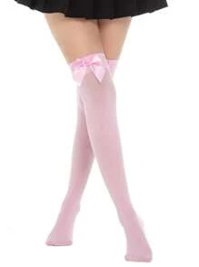 1 par de medias altas de seda con lazo delgado y sexy - Medias sobre la rodilla decoradas con lazo, calcetines versátiles de moda para mujer, ideales para decoración de fiestas de Navidad, actuaciones en el escenario, cosplay, eventos y fiestas, Y2K