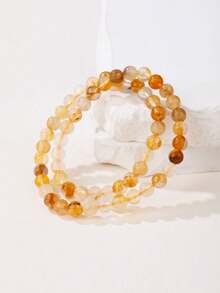 VE 1pc Natural Koi Fish Resin Flower Double Circle Crystal Bracelet For Women, Lucky Fish Swimming Upstream Symbolizing Good Luck, Suitable For Daily Wear, Great Gift Choice, Natural Gemstone Color Varies - Bracelet - View 3