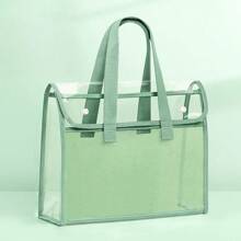 Grande borsa portadocumenti portatile e trasparente impermeabile - Cartellina espandibile con organizer interno, tasche adesive in PVC per forniture da ufficio, portadocumenti per studenti