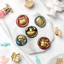 1pc Shaped Relief Wax Sealed Stamp Head, Cute Pumpkin Head/Bunny/Small House/Flower, Used For Wax Sealing DIY Cards/Envelopes/Wedding Invitations/Gifts For Friends/Desktop Decoration, School Supplies, Back To School