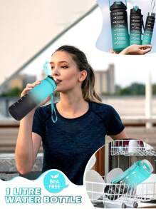 1pc 300/800/2000ml Large-Capacity Gradient Water Cup, Portable Outdoor Travel Sports Straw Cup,Water Bottles With Times To Drink And Straw, Motivational Water Bottle With Time Marker, Leakproof, Drinking Sports Water Bottle For Fitness, Gym And Outdoor,Back To School