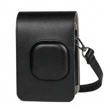 Compact Size Camera Case Bag PU Leather With Shoulder Strap Compatible With Mini LiPlay-With Removable/Adjustable Shoulder Strap-Black