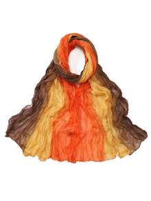 1件装女士渐变褶皱围巾披肩，亲肤柔软褶皱薄款颈部围脖透气纱巾，多功能麻花针织褶皱效果保暖围巾，适合搭配连衣裙 - 彩色 - 查看 19