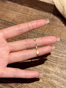 1pc Sparkling Tasseled Water Drop Pendant Necklace, Fashionable Luxury Elegant Textured Choker Necklace, Suitable For Daily Wear, Gatherings And Parties