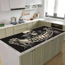 1 pieza Felpudo absorbente con estampado de esqueleto de Halloween para encimeras de cocina, tazones, platos, con alta absorbencia que oculta las manchas, con respaldo de goma, estera multifuncional para cafeteras, escurreplatos, utensilios de cocina