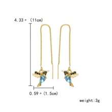 1pc Exquisite Hummingbird Design Faux Gem Drop Earrings, Elegant And Cute Style Women's Delicate Gift