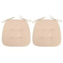 D-Shaped Chair Cushions, 2cm Thick Dining Chair Pads With Ties And Removable, Machine-Washable Cover, 17" X 16", Set Of 2 / Set Of 4 - Beige - View 11