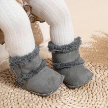 Minimalist Solid Color Infant Warm Boots, Casual Outdoor Comfortable Autumn/Winter