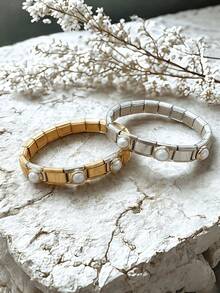 1 套 18 件不锈钢模块化珍珠手链 DIY 珠宝制作套件，时尚耐用，适合男士和女士，优雅复古魅力，适合日常佩戴 - 彩色 - 查看 8