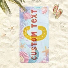 1pc Super Soft Quick-Dry Beach Towel, Light Pink With Mermaid And Shell Pattern, Minimalist And Fashionable. Customizable Printing Available Using Heat Transfer Technology. Multiple Sizes, Portable And Lightweight, Suitable For Beach, Picnic Or Daily Use. Perfect Gift Or Self-Use Option For Summer!